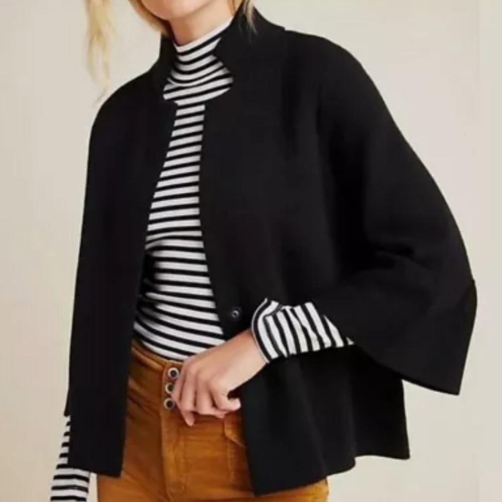 Anthropologie Blaise Mock Neck Knit Sweater Blazer